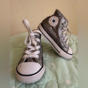 Converse Silver  High Tops Sneakers Toddler size 5